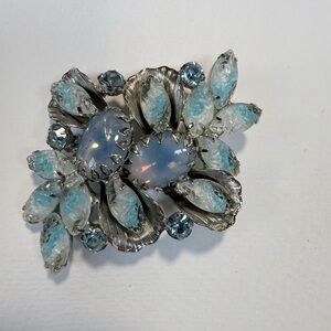 Elegant Silver and Blue Brooch